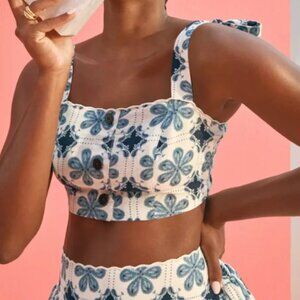 Agua Bendita x Target Coral Tile Print Button-Front Tank Top